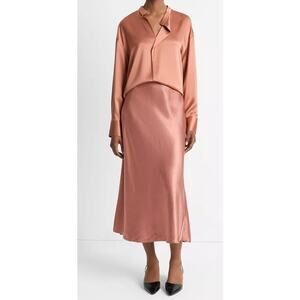 Vince Silk Draped Stand-Collar Blouse Size XS New with‎ Tags